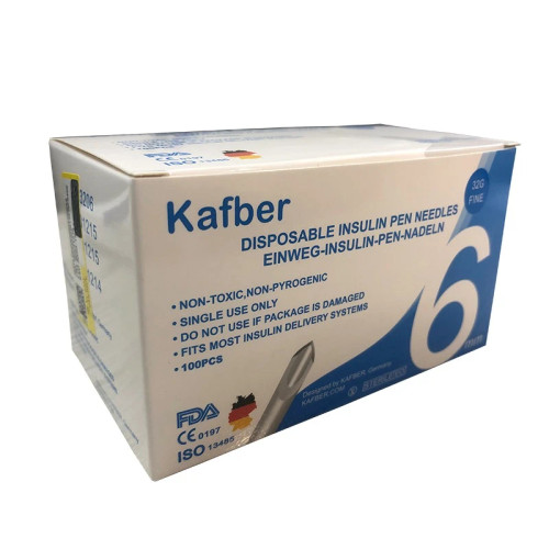 سر سوزن قلم انسولین کافبر مدل 6mm بسته 100 عددی ، بدون درد و سازگار با قلمهای انسولین
