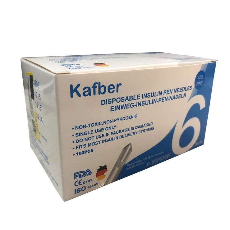 سر سوزن قلم انسولین کافبر مدل 6mm بسته 100 عددی ، بدون درد و سازگار با قلمهای انسولین